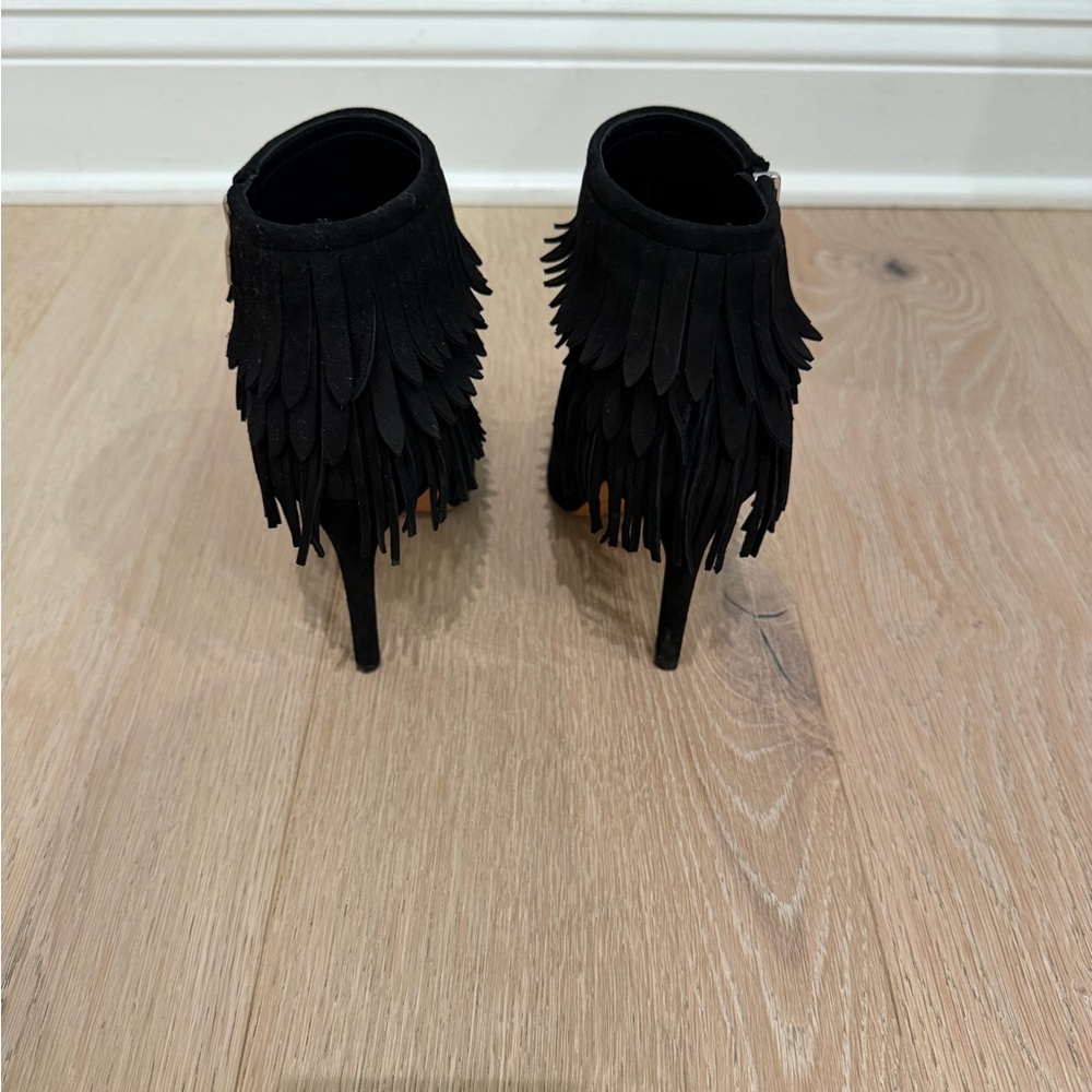 Vince Camuto Peep Toe Suede Fringe Bootie - Picture 5 of 7